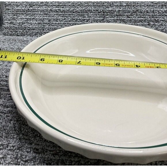 Longaberger Pottery Woven Traditions Heritage Green 10" Pie Baking Dish / Plate - Picture 9 of 9